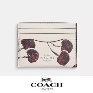 NWT ❤️ Coach Slim Id Card Case With Cherry Print